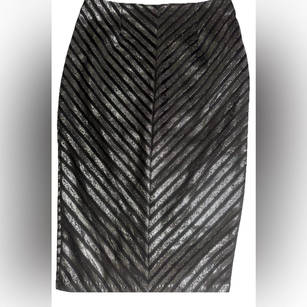 MINKPINK Metallic Black Chevron Pencil Skirt